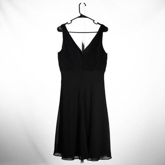 Chaps Ralph Lauren Women's Dress Black V-Neck Pleated Cocktail Party Wedding 12 - Picture 2 of 9